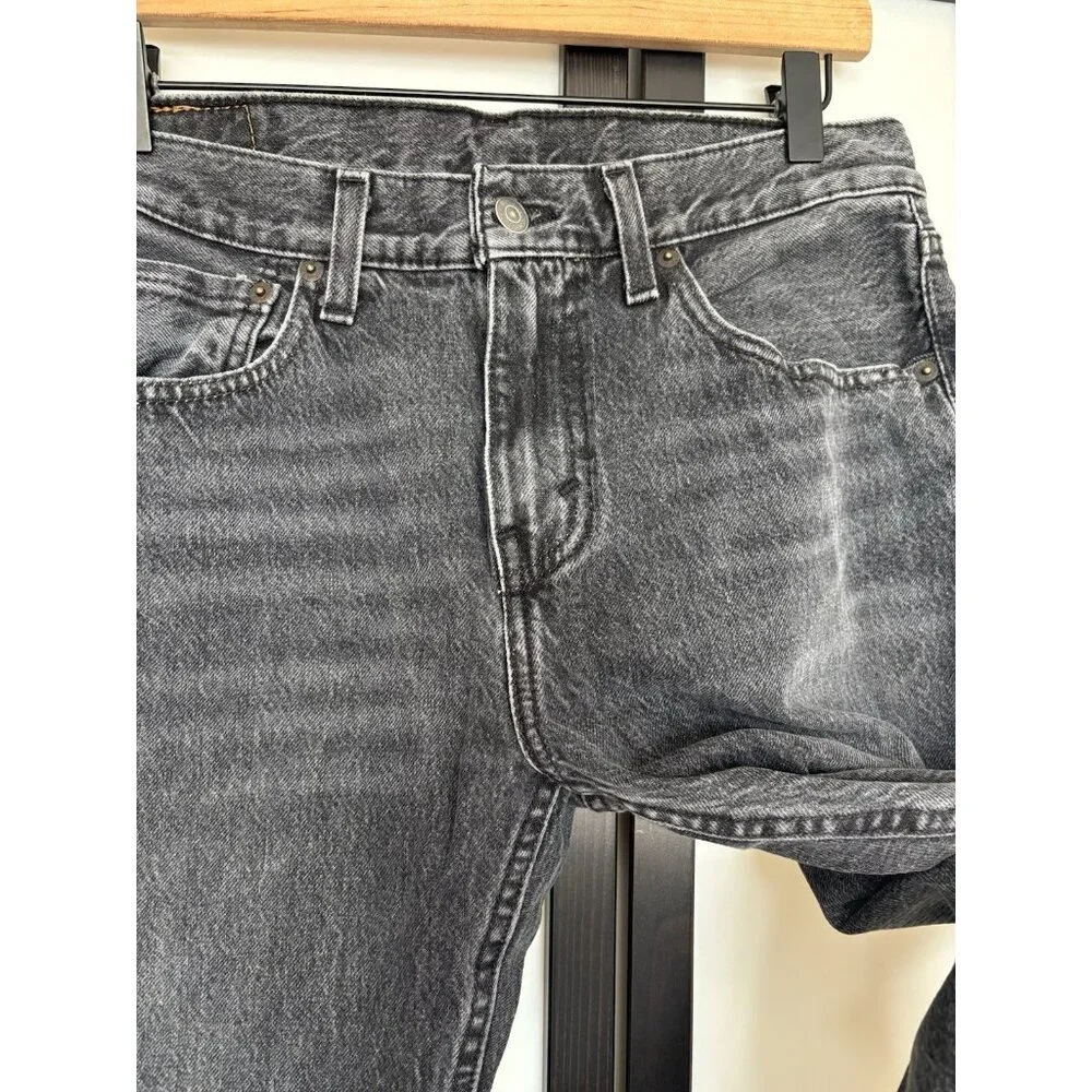 Levis 502 Jeans Mens 31 Taper Regular Fit Stretch Mid Rise Denim‎ Washed Black